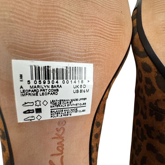 Clarks Marilyn Sara Leather Animal Leopard Print Patent Pumps Women's Size 8.5 - Picture 9 of 9